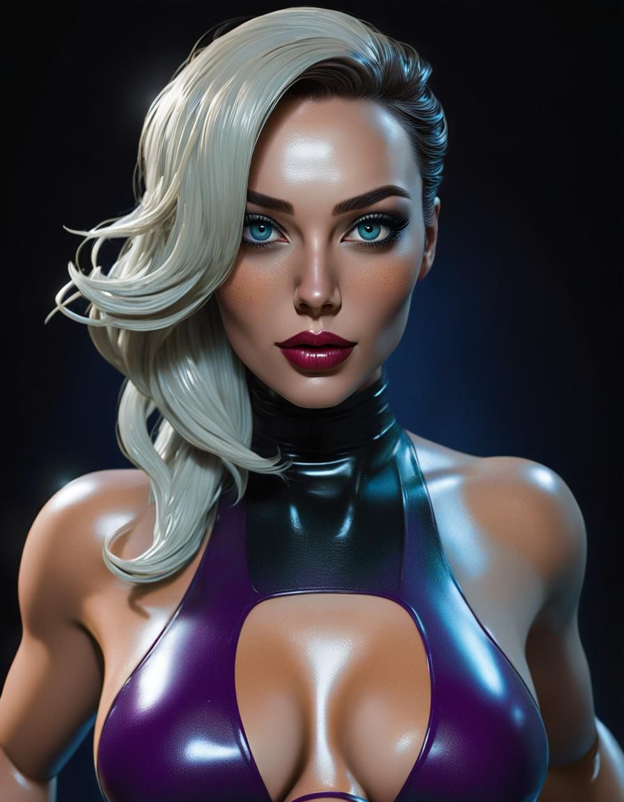 Charming Fembot in Latex Bikini Comic Art