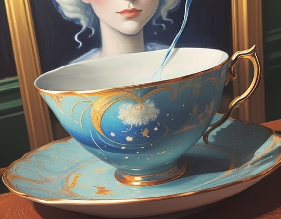 Surreal Love Story in a Gouache Painting