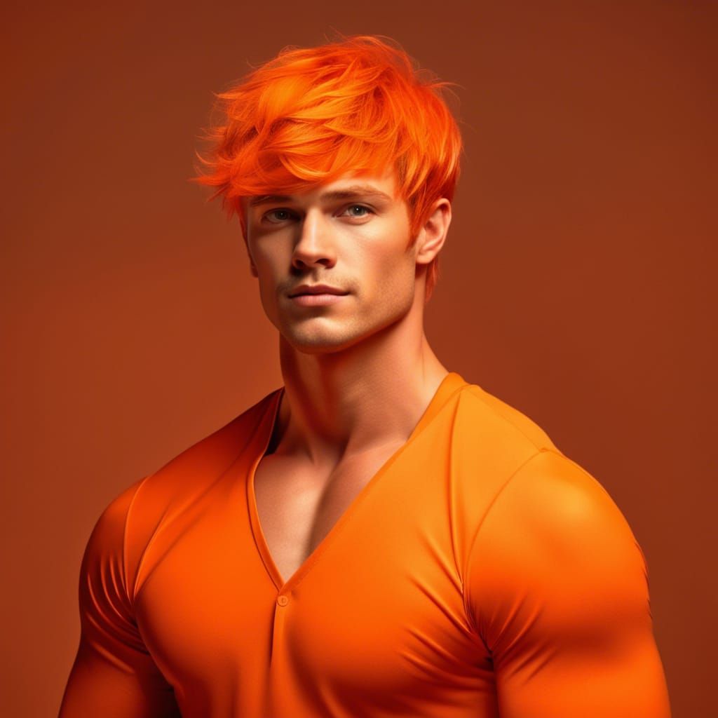 Orange Color Personified as Handsome Gay Man
