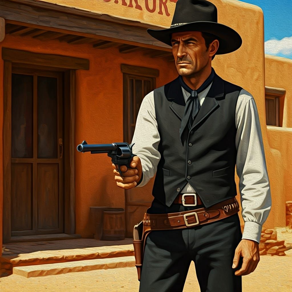 Vintage Cowboy in Hyperrealistic Oil Painting