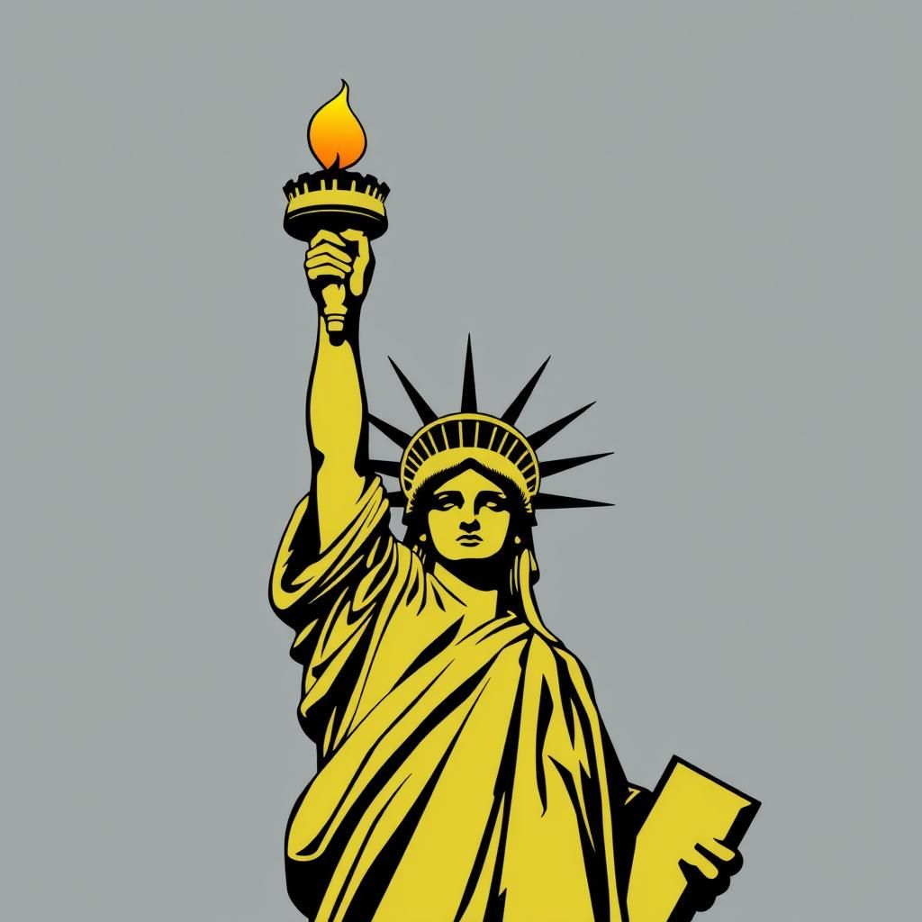 Statue of Liberty Emblem in Comic Book Style