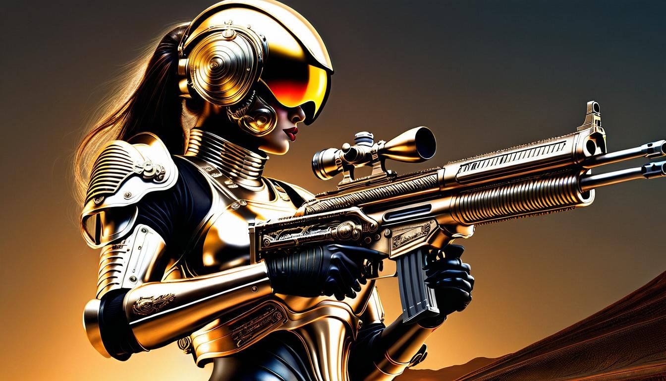 Female Space Marine in Bronze Exosuit