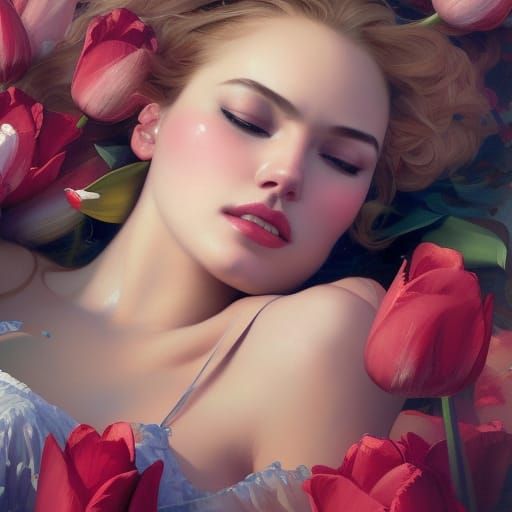 Singer in a Garden of Roses, Hyperdetailed Art