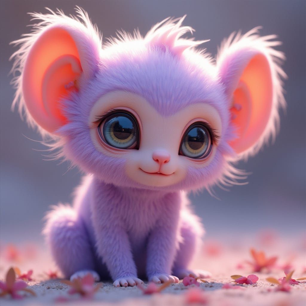 Dreamlike Monkex Creature with Shimmering Eyes