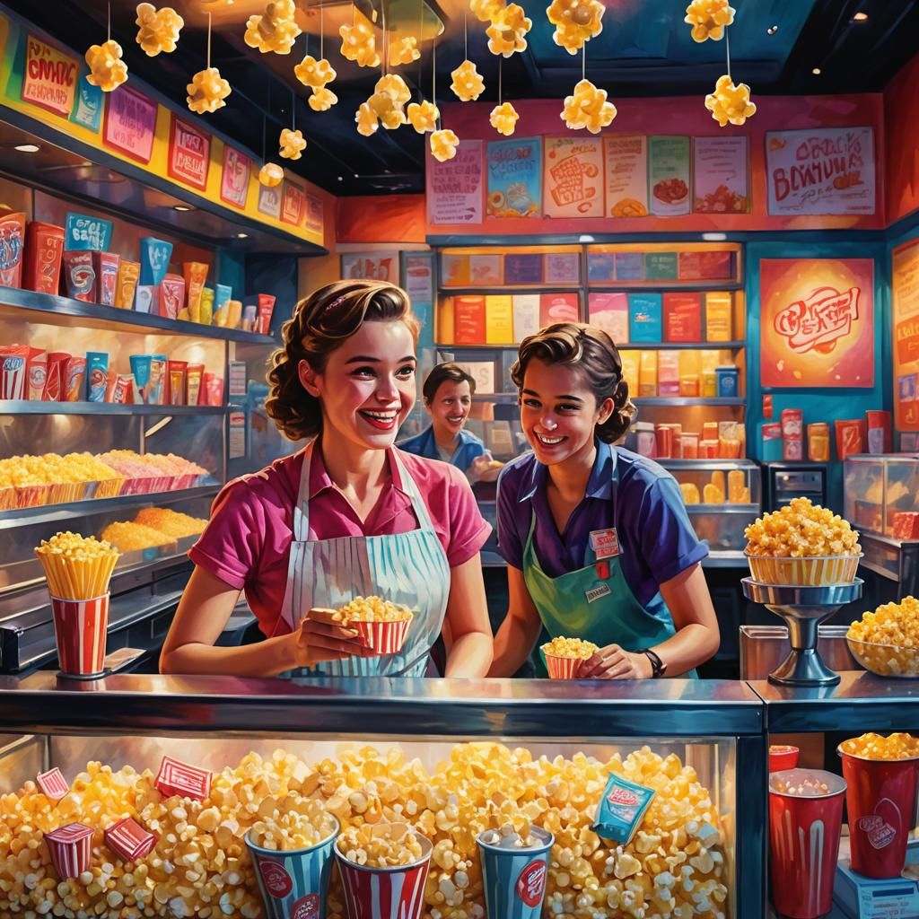 Cinematic Snack Shack Concept Art in Triadic Colors