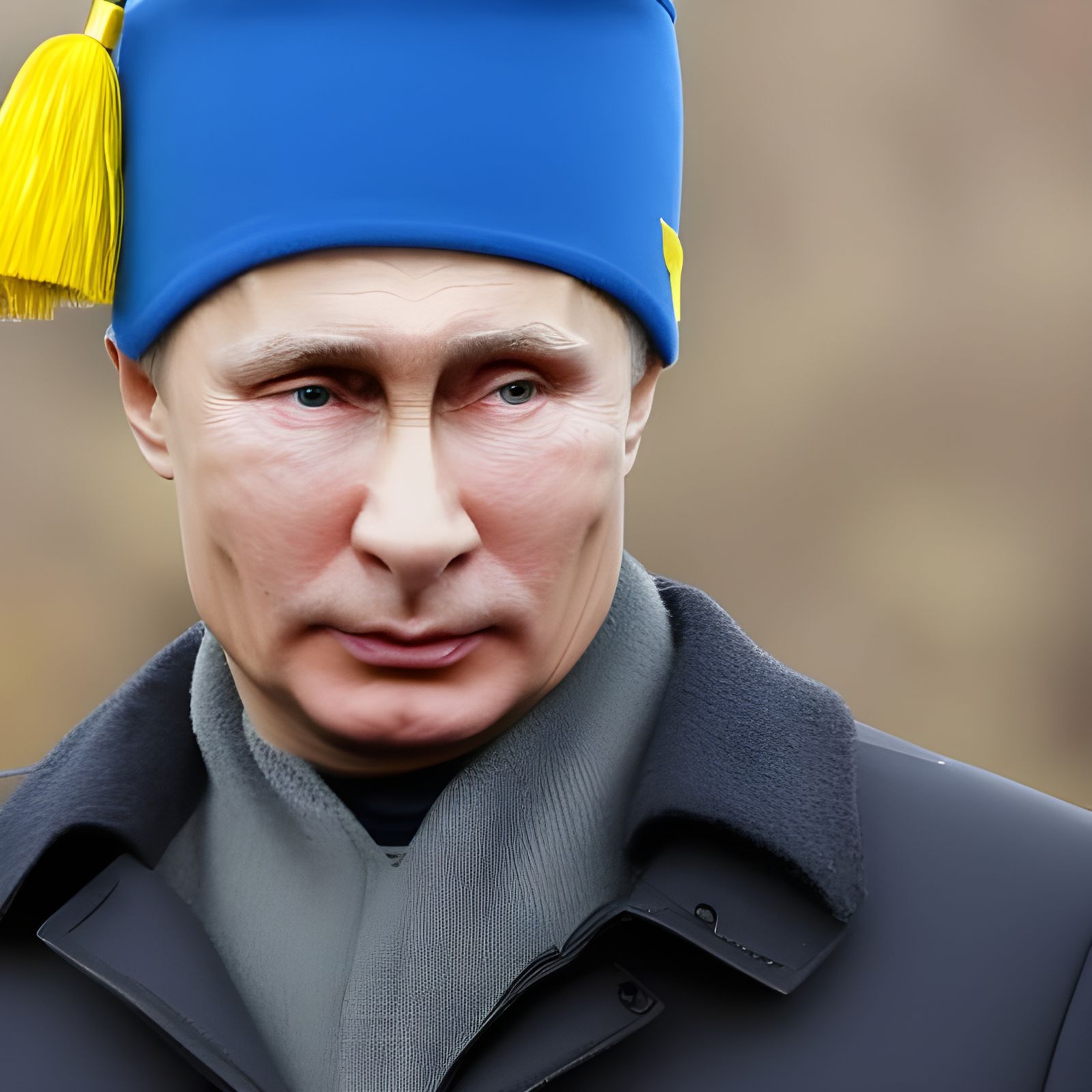 Vladimir Putin in Blue Winter Hat