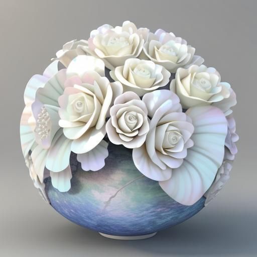 Luminous Mother-of-Pearl Flowers in 3D
