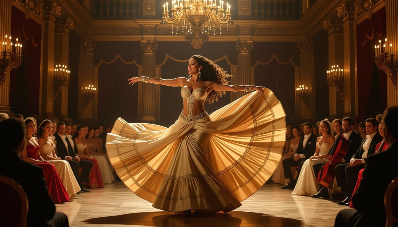 Baroque Ballroom Performance in Dramatic Chiaroscuro