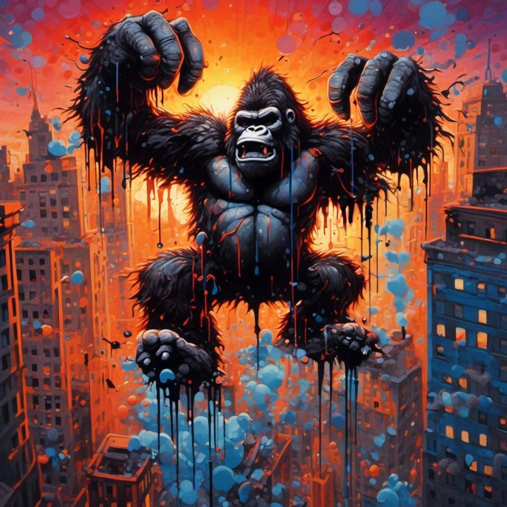 King Kong Graffiti Art on Empire State Building