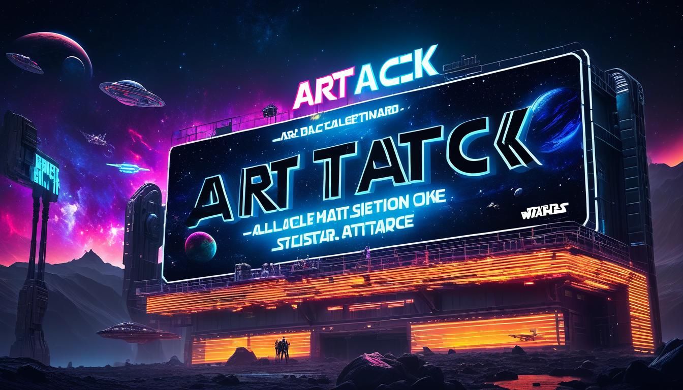 Neon Billboard in Sci-Fi Galactic Star Wars Style