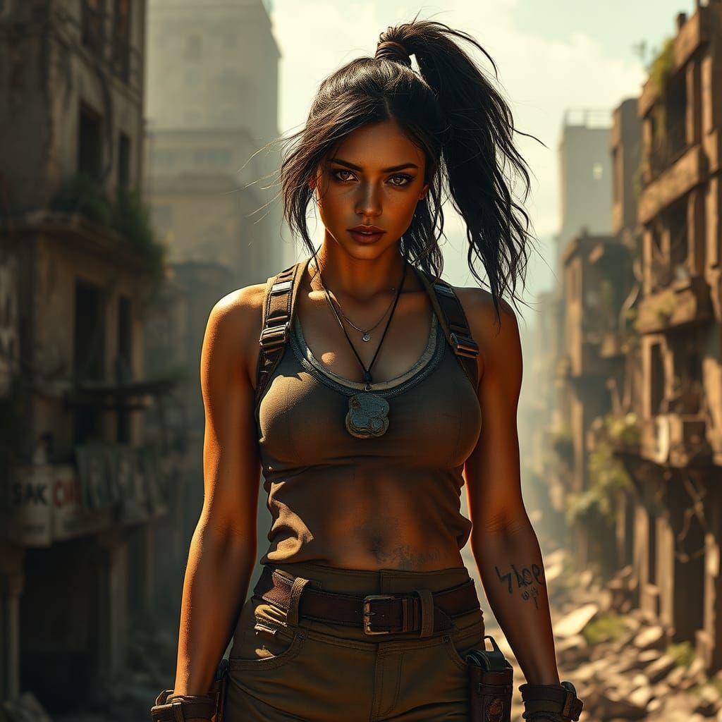 Survivor in Jungle Ruins: Cinematic Matte Painting