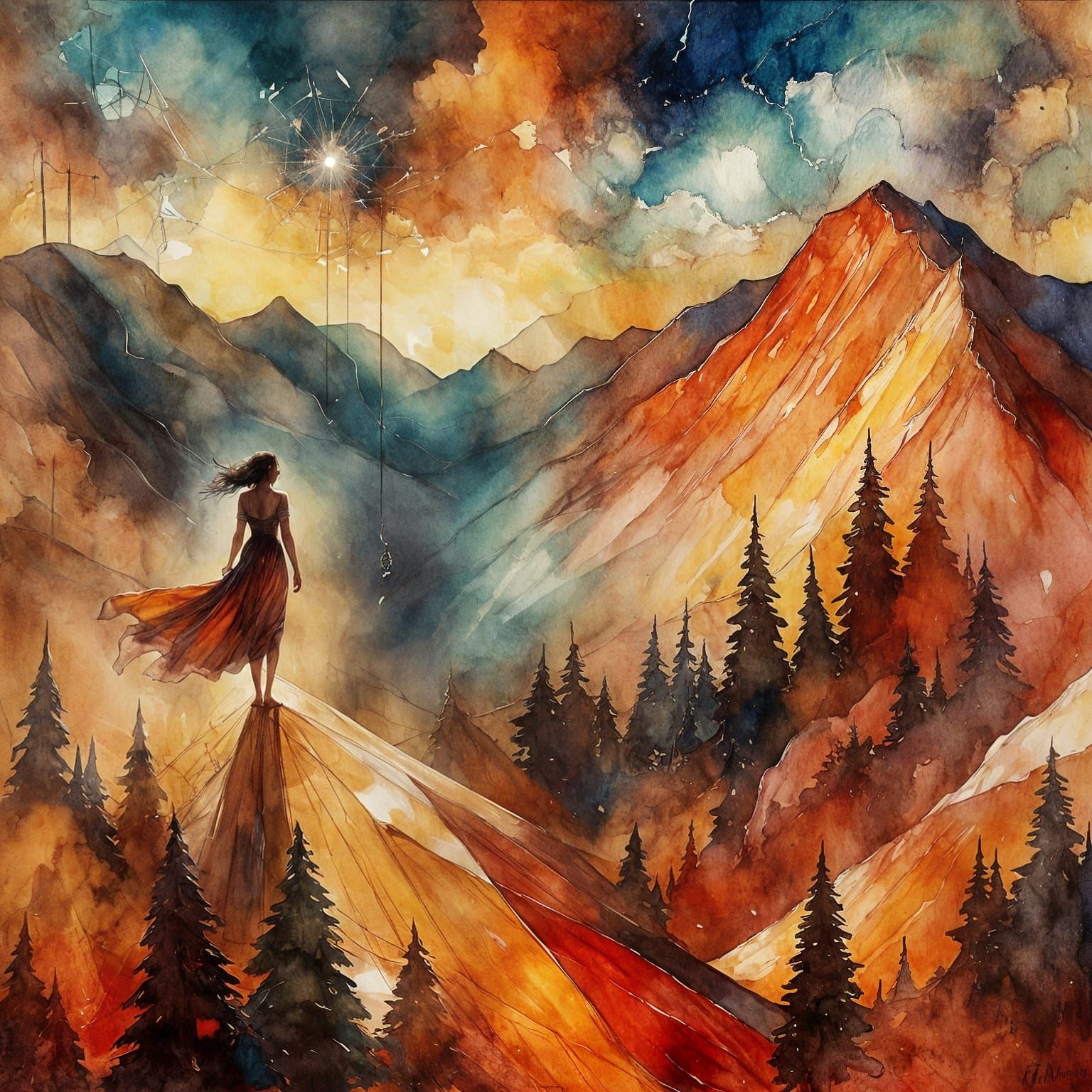 Abstract Wind on Peaks: Painterly Digital Art