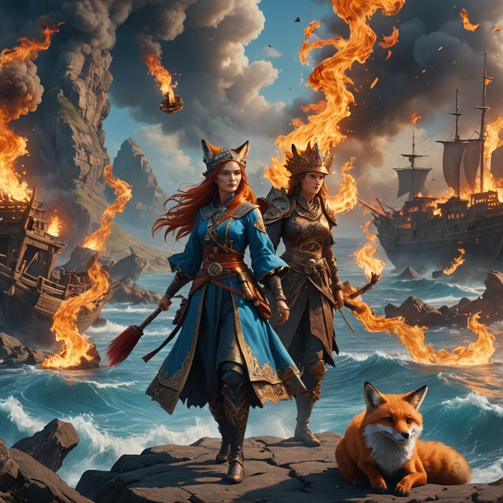 Tatar Fox Girl Sets Fire to Blue Sea