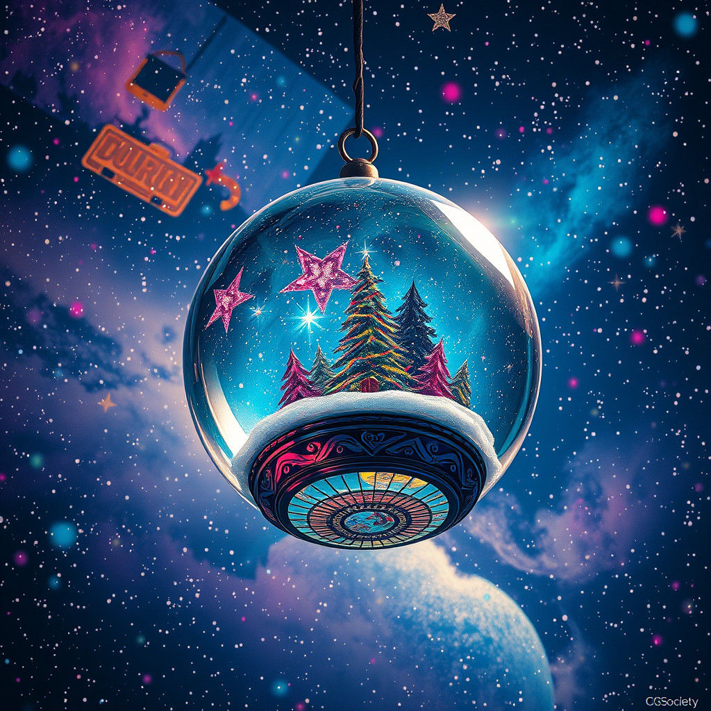 Starry Snowglobe Graffiti Art in Digital Painting Style