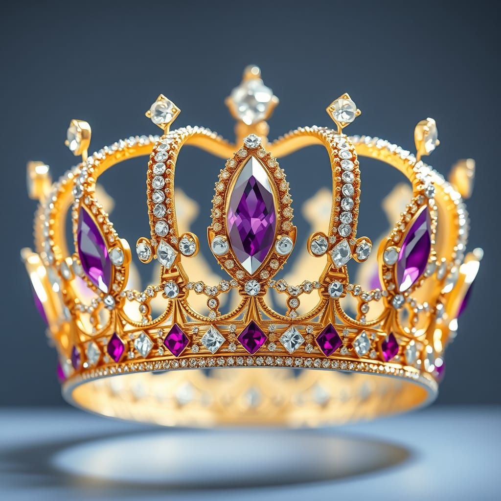Ethereal Crown Adorned with Luminous Gems in Baroque Style