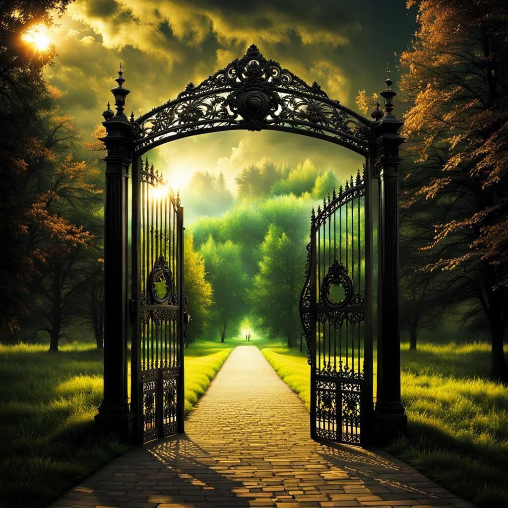 Surreal Gates Encircle Infinite Parks