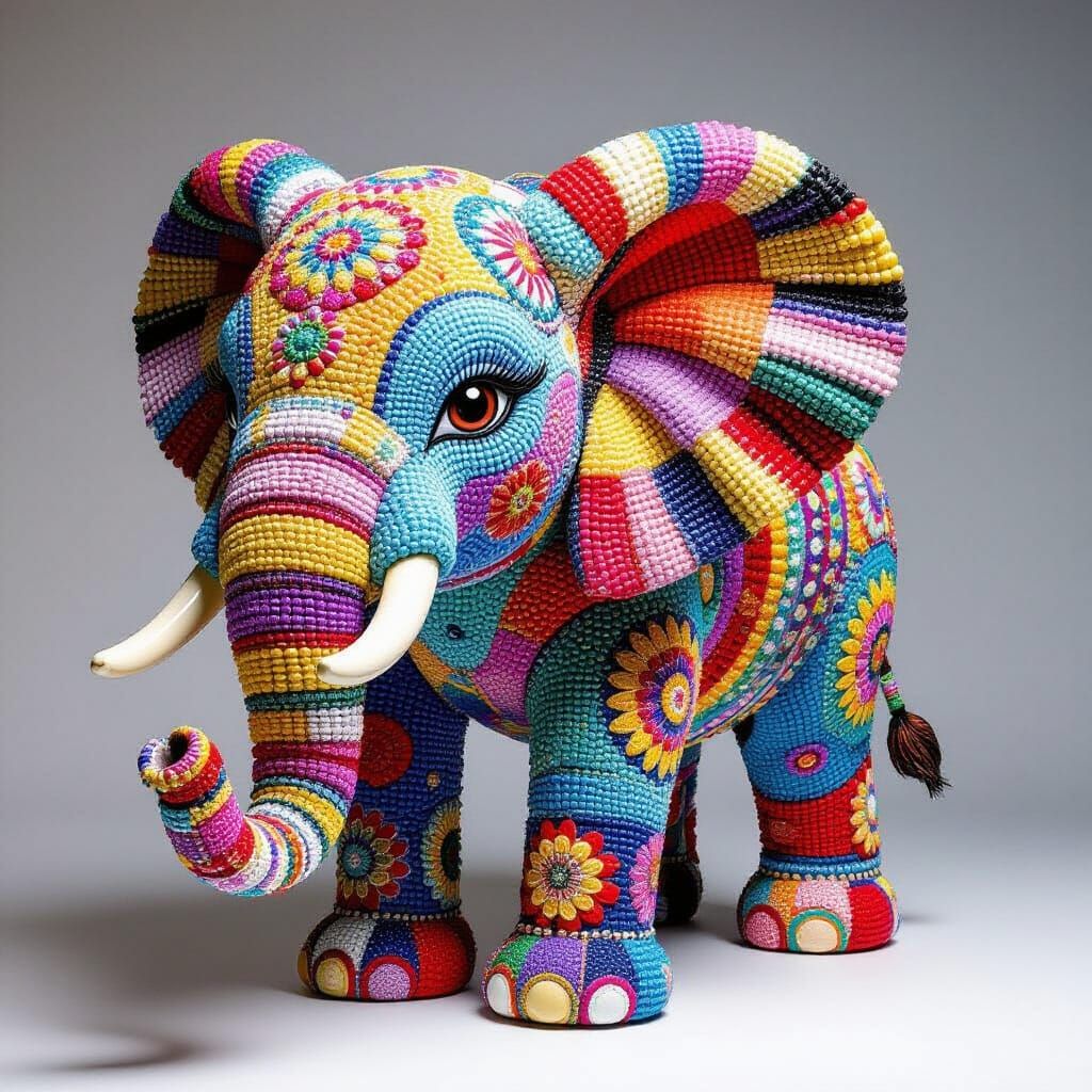Beaded Elephant in Playful Pop Art Style