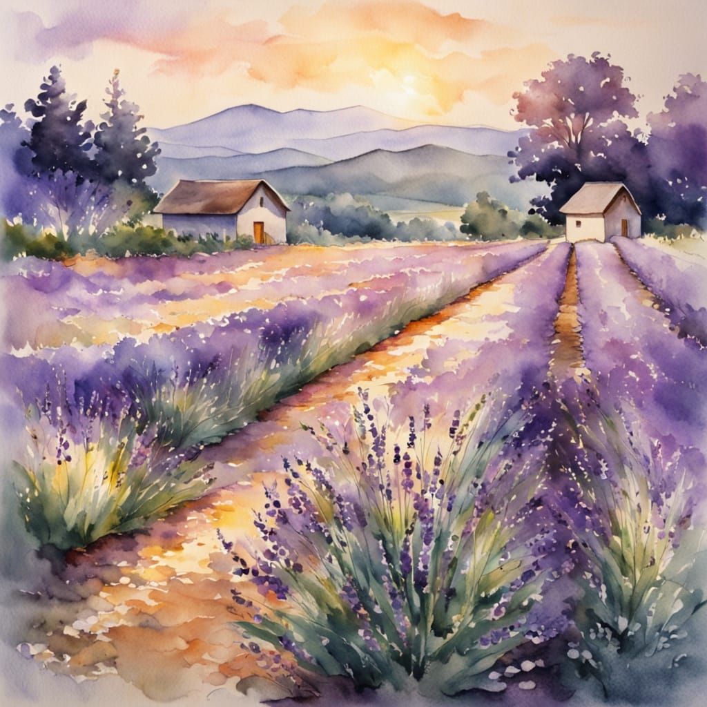 Golden Hour in a Lavender Field