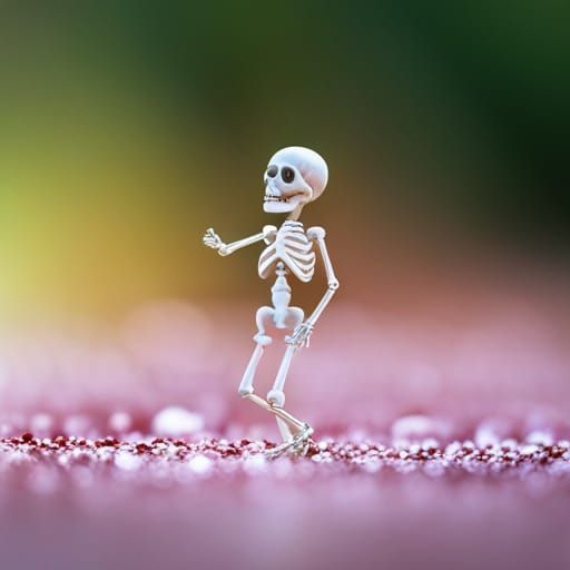 Miniature Skeleton Portrait in Cosmic Style