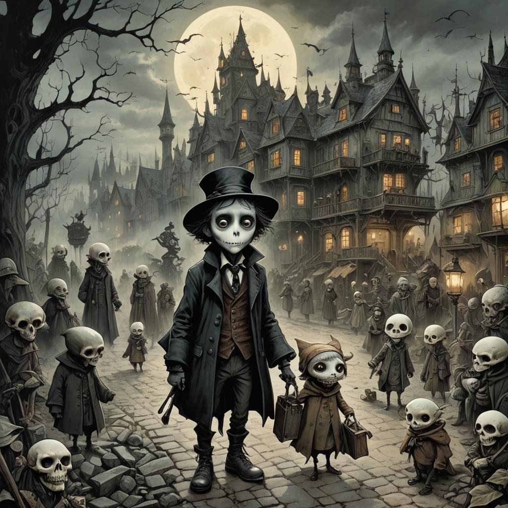 Gothic Dystopian Masterpiece in Dark Fantasy Style