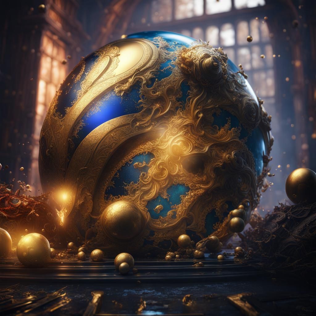 Detailed Matte Painting of a Gold Orb in 4K