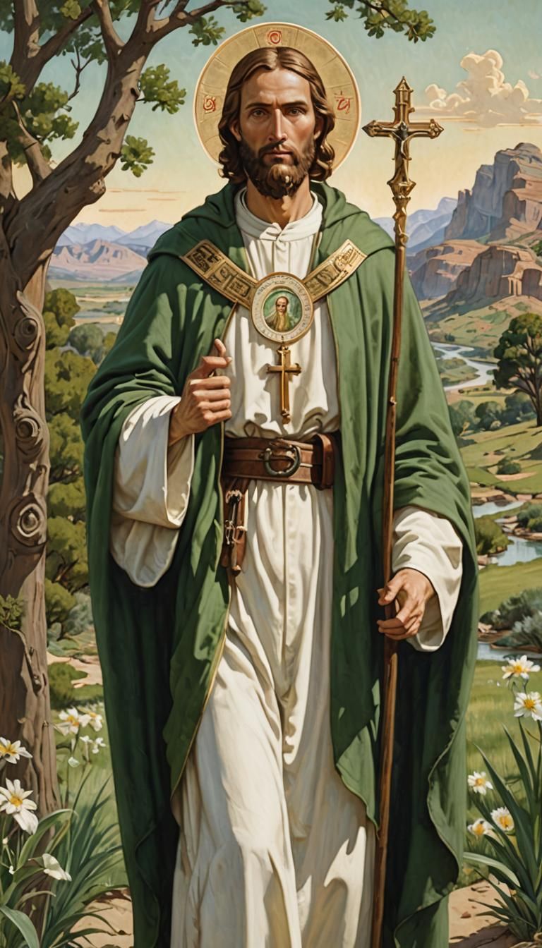 Saint Jude Thaddeus in Outdoor Landscape, Oil Painting