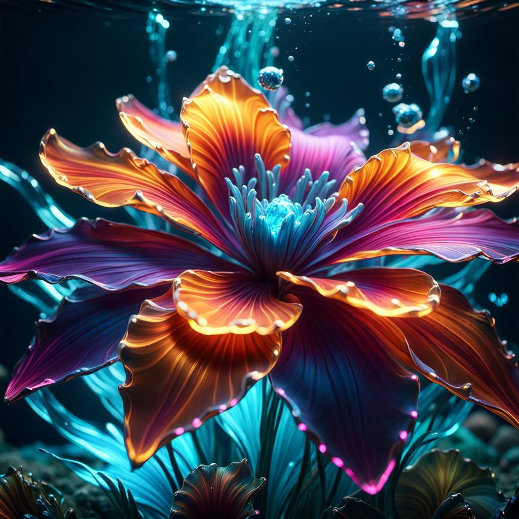 Underwater Glass Crystal Flowy Fantasy Flower