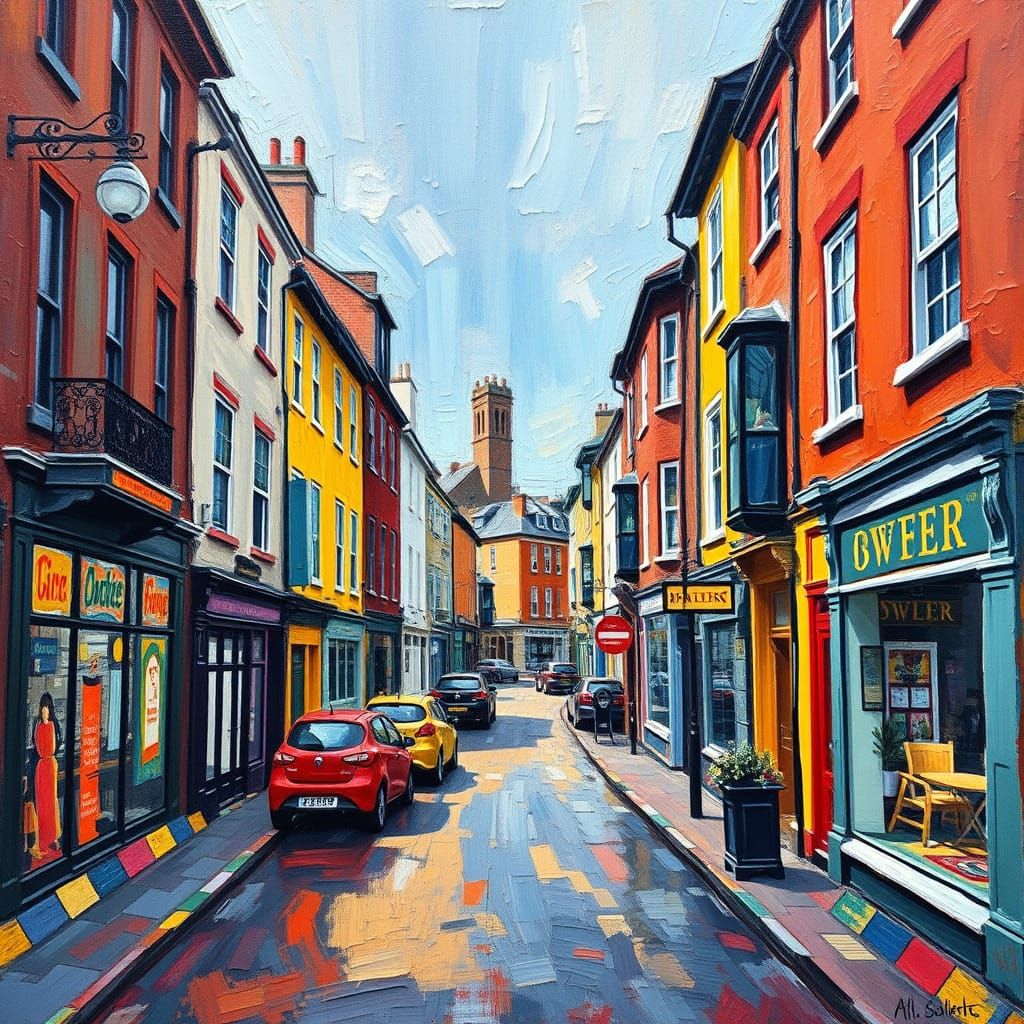 Neo-Expressionist Newport Streets in Vibrant Impasto Colors