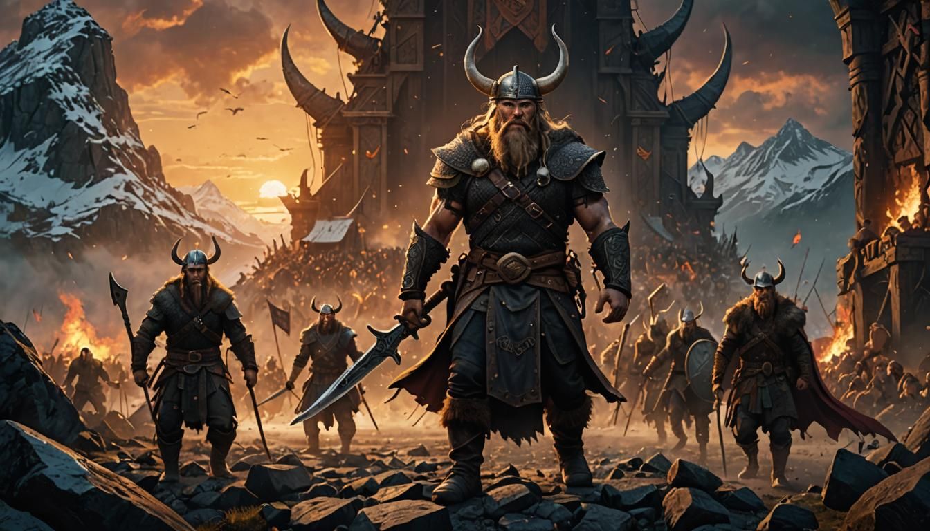 Viking Drakkar Enters Valhalla: Epic Fantasy Art