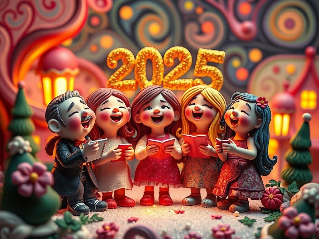 Surreal Claymation Characters Celebrate New Year's Eve in Vi...