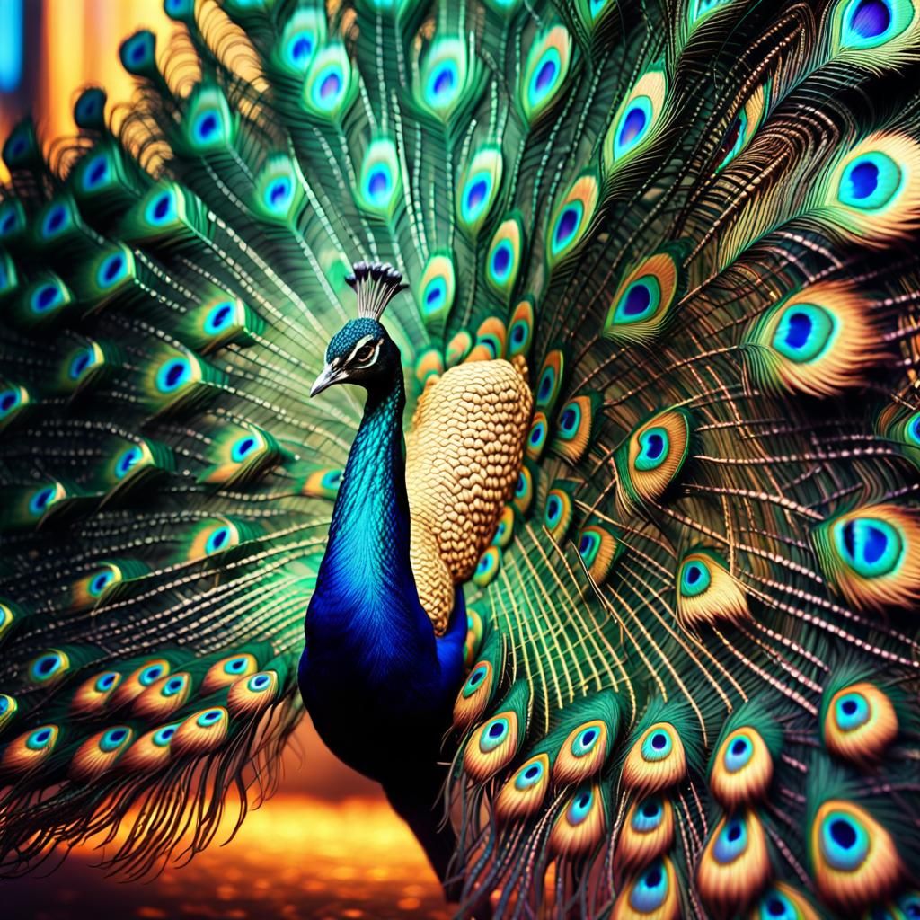 Vibrant Peacock Shines in Hyper-Realistic Glory