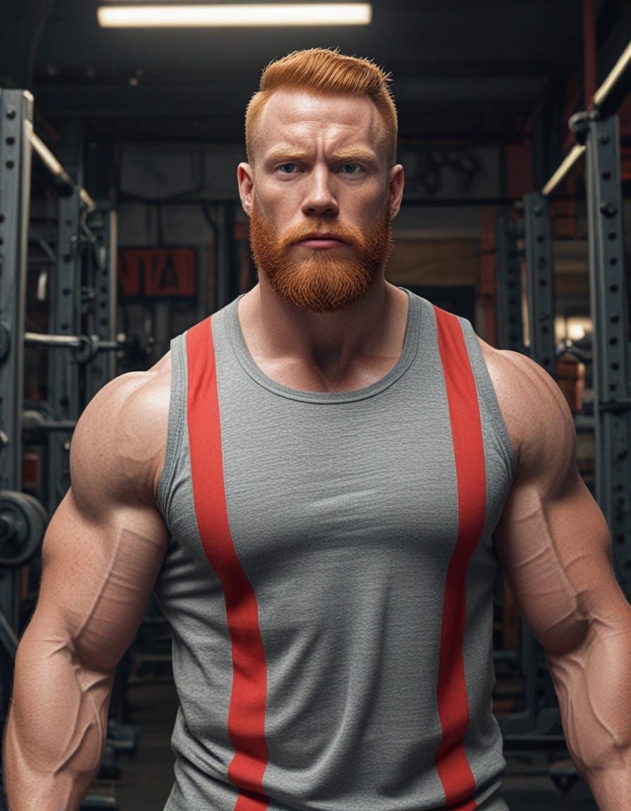 Muscled Ginger Strongman in Industrial Style