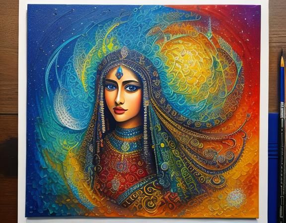 Impressionist Acrylic Painting with Zentangle Elements