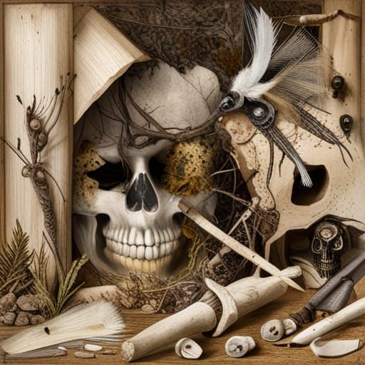 Mystic Collage of Natural Objects in Photorealistic Style