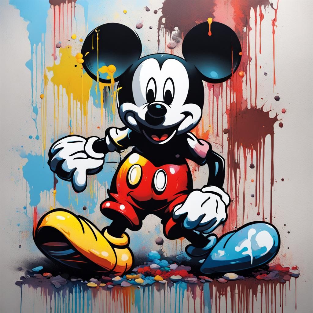 Mickey Mouse Graffiti Art with Dollar Sign