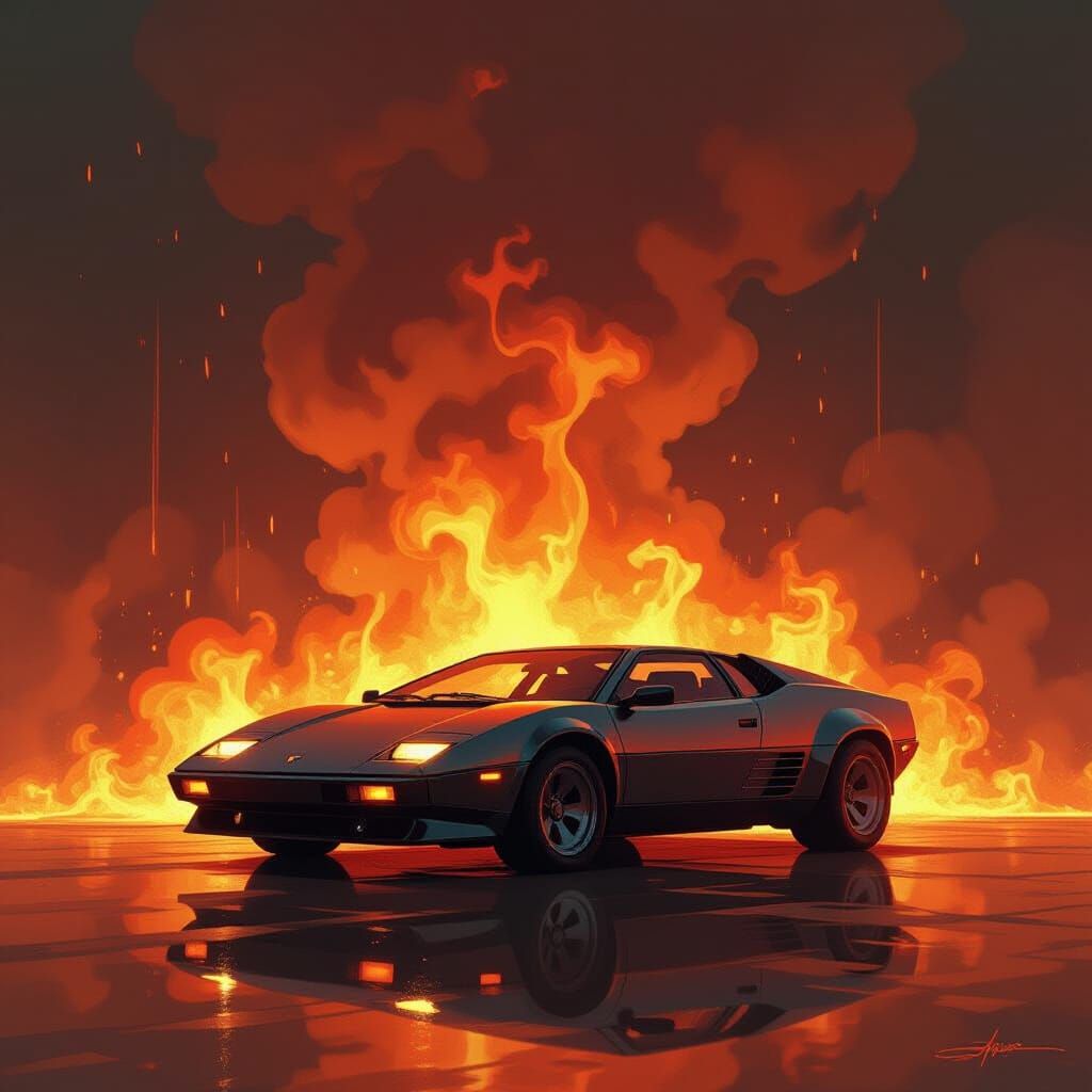 Vibrant Inferno in Digital Painting Style