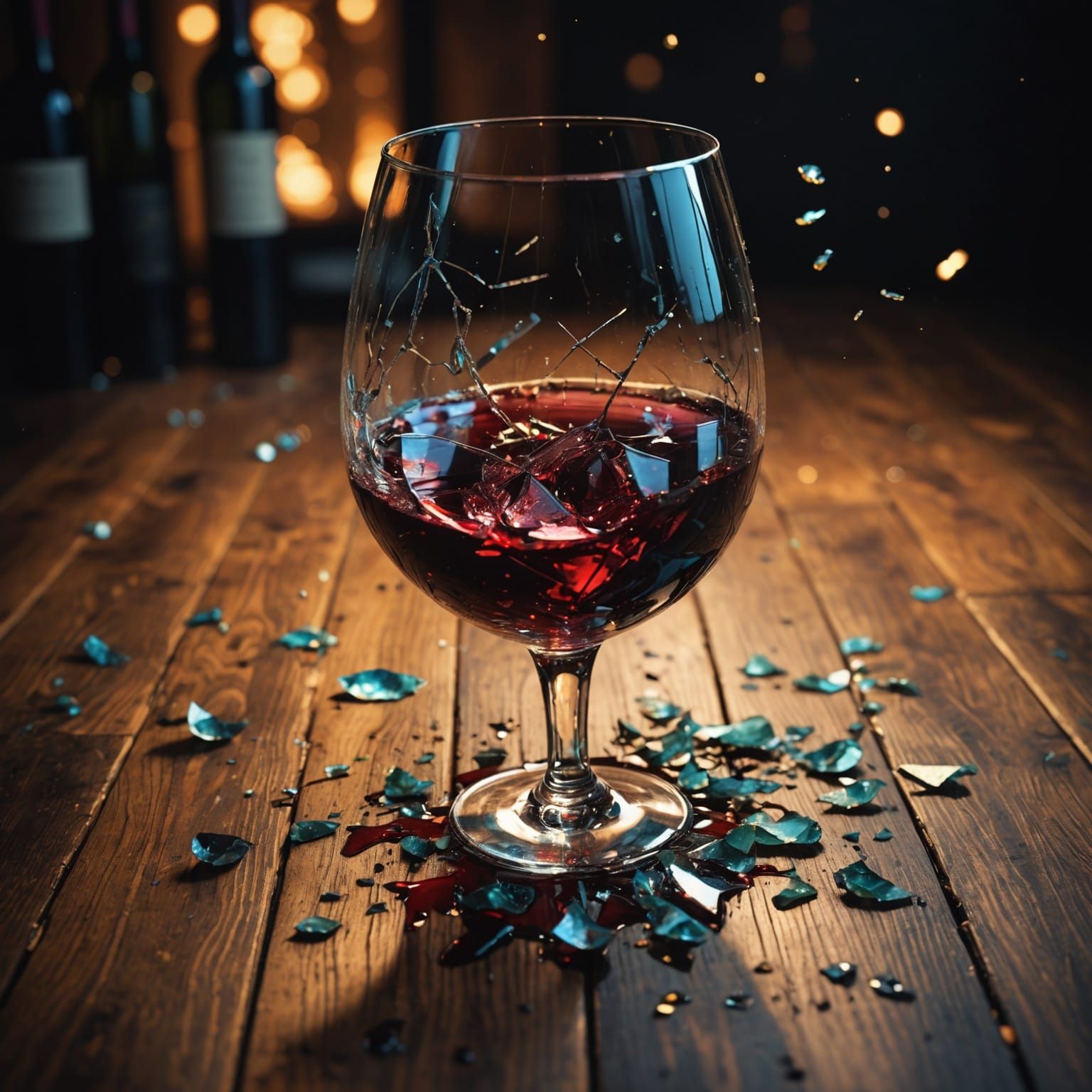 Shattered Wine Glass in Alcohol Ink Style