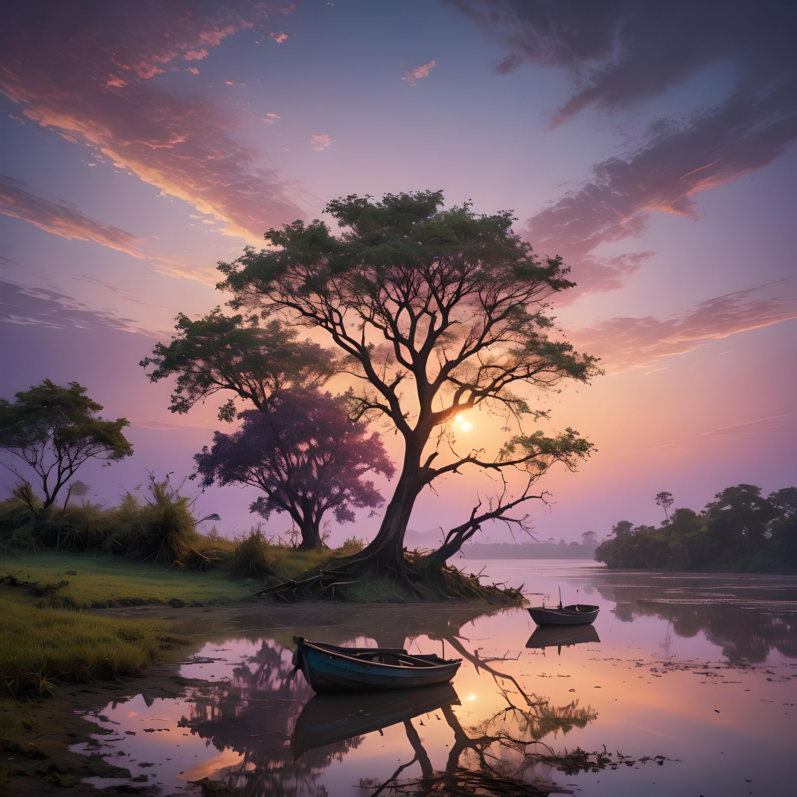 Orinoco River Sunrise: Fantasy Landscape in Deep Color