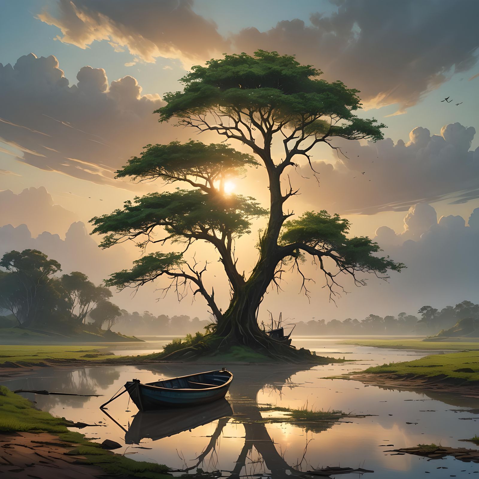 Vibrant Sunrise Over Orinoco River Landscape