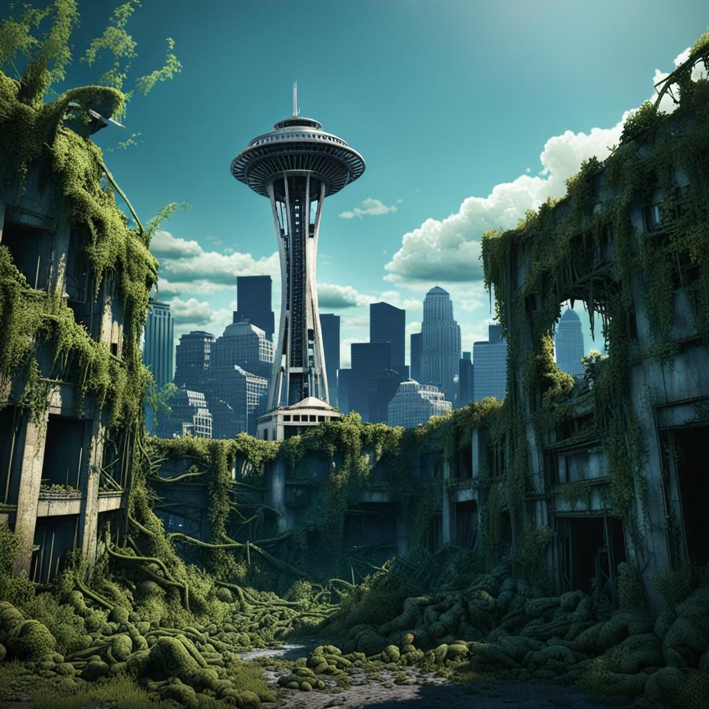 Post-Apocalyptic Seattle Space Needle Ruins