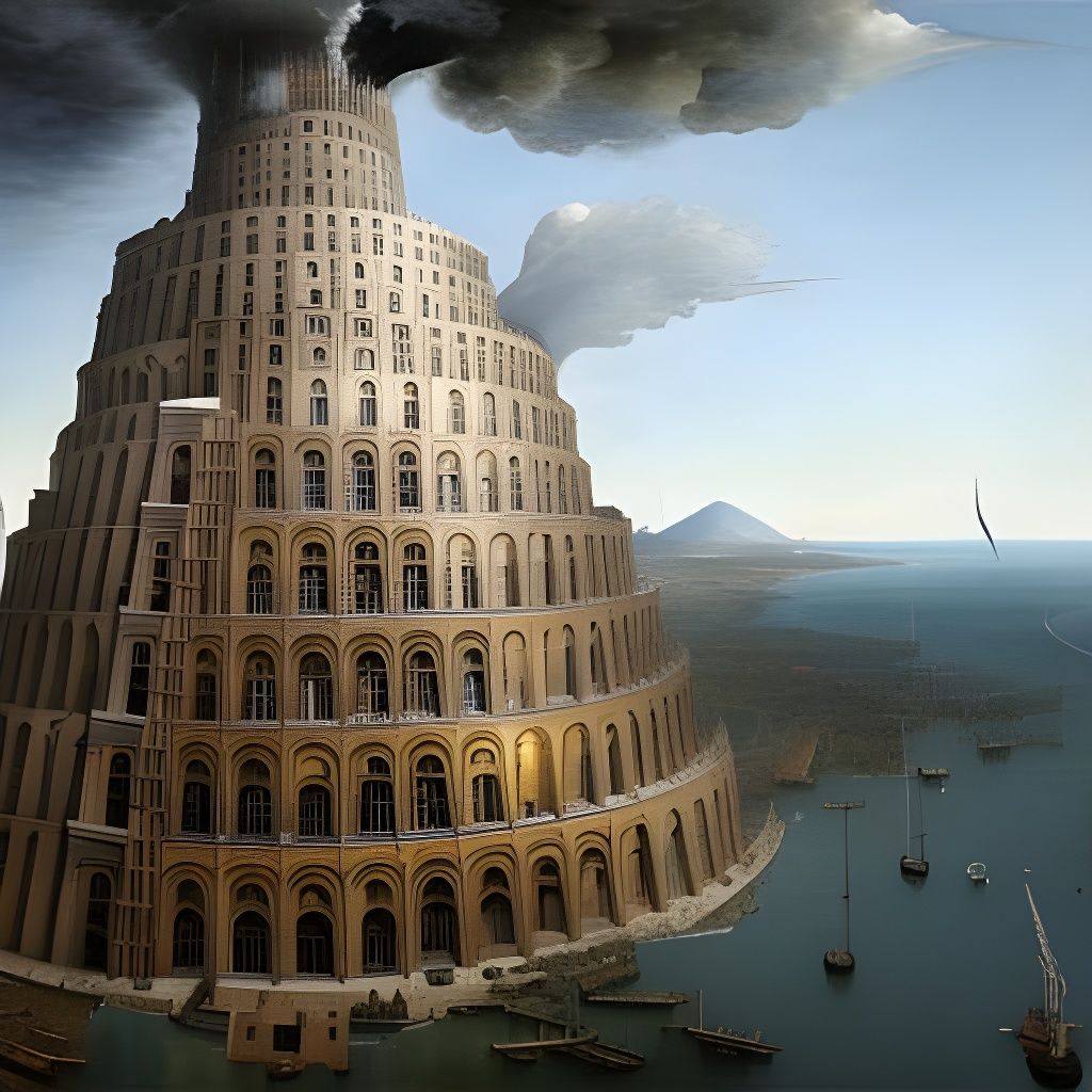 Modern Tower of Babel in Steel and Glass