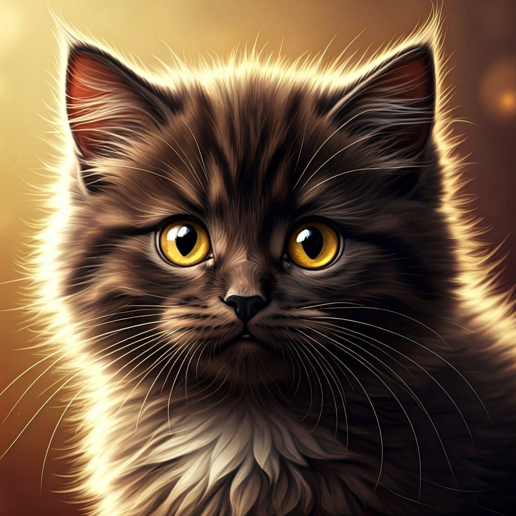 Snugly Christmas Kitten in Digital Painting Style