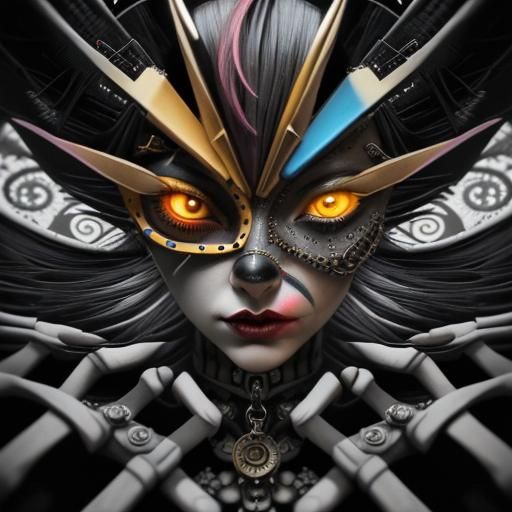 Cyberpunk Aztec Princess Portrait in Steampunk Style