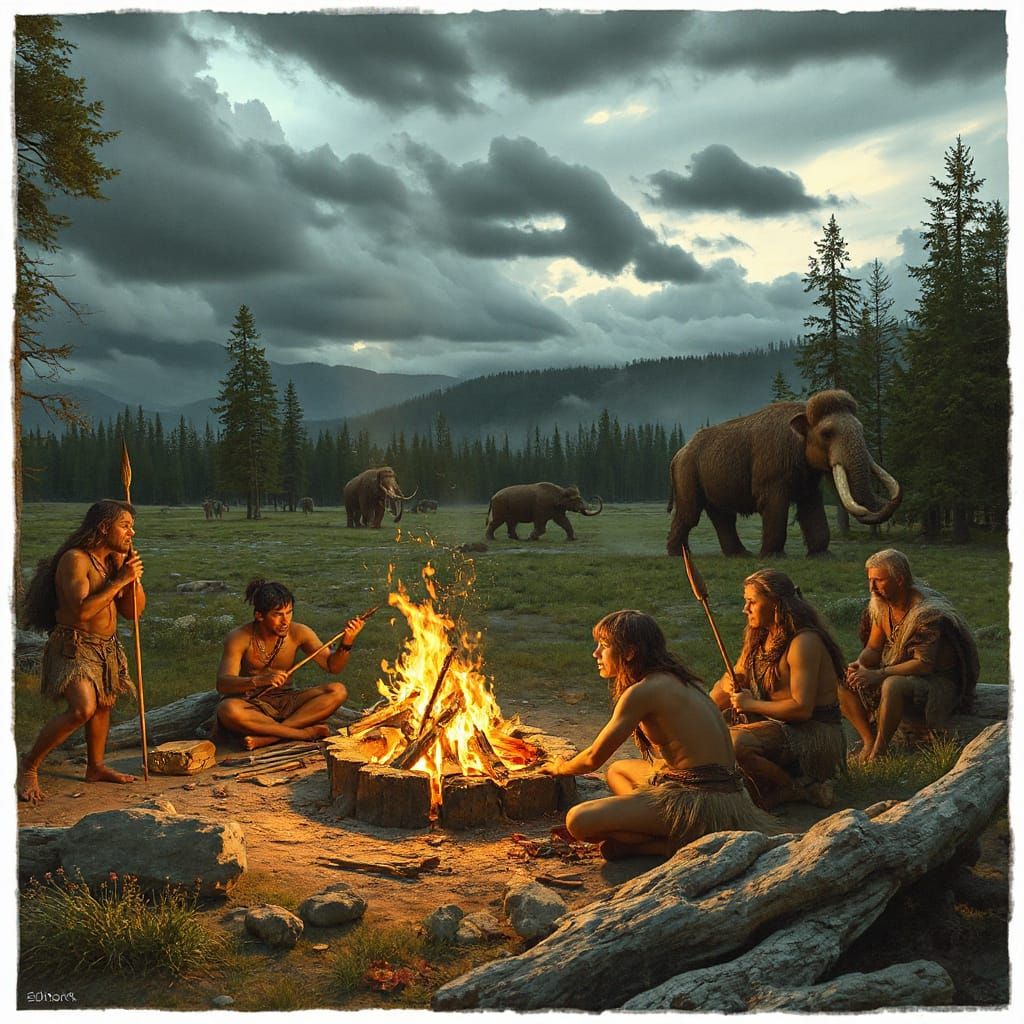 Stone Age Tribal Camp: Early Humans Hunting