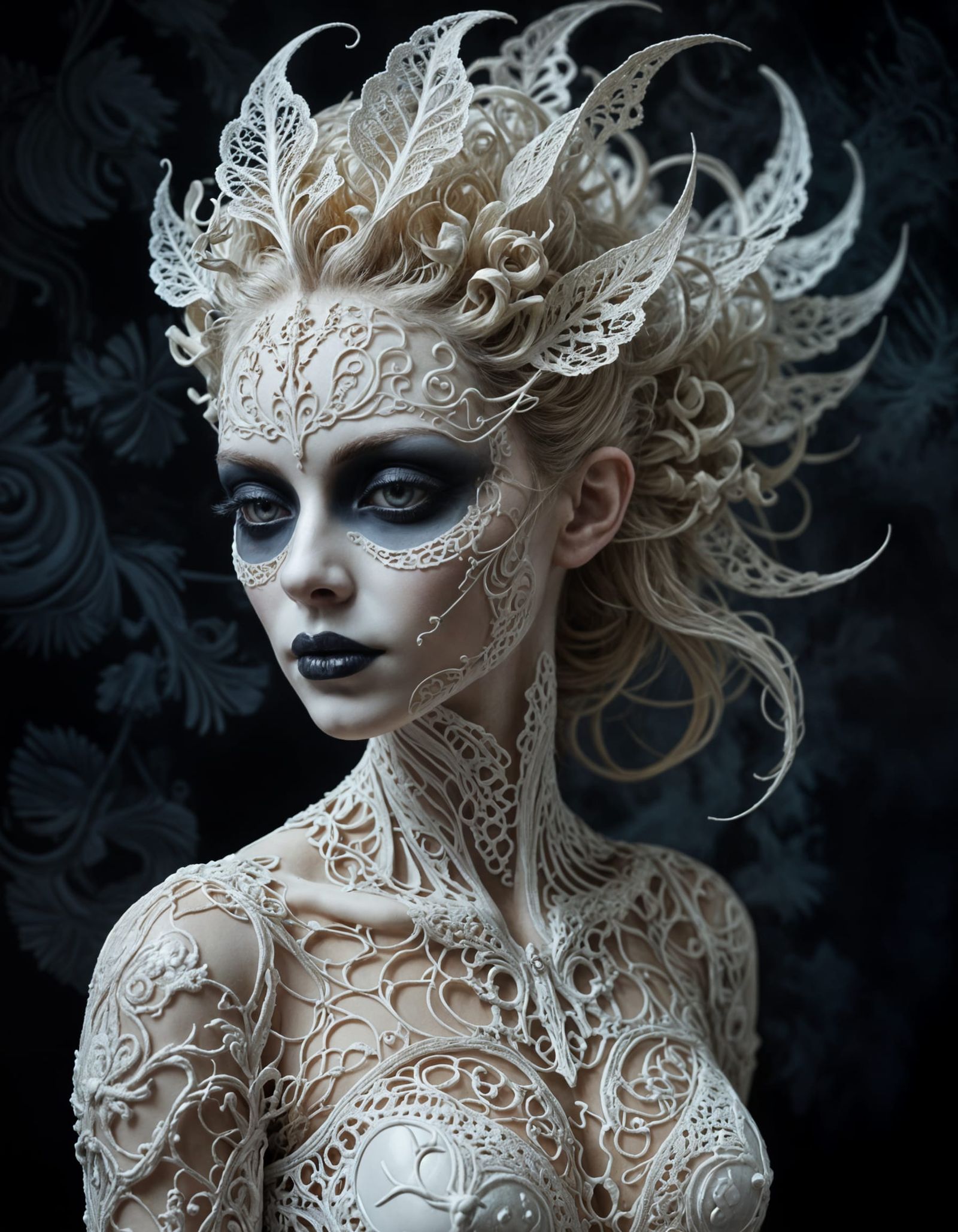 Surreal Fine Art Portrait in Macabre Filigree Style