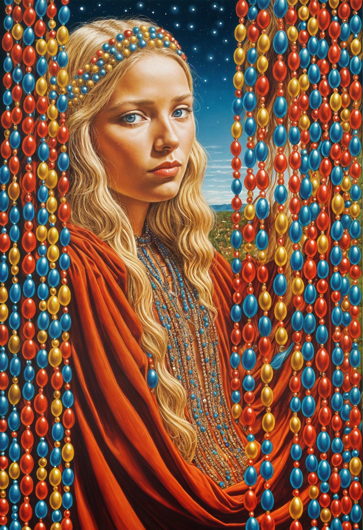 Psychedelic Portrait of Woman in 1960s Style