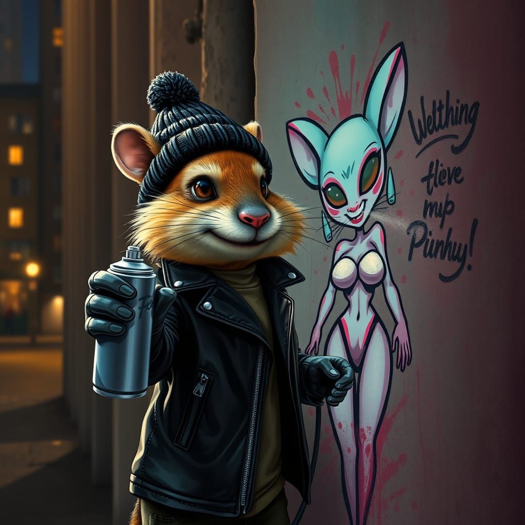 Hyperrealistic Rodent Graffiti Artist Creates Whimsical Alie...