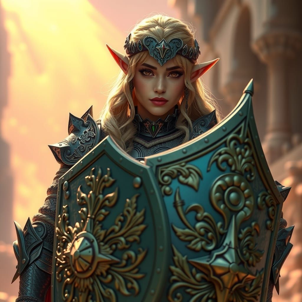 Ethereal Elf Cosplay Maiden in Harbinger-Inspired Armor