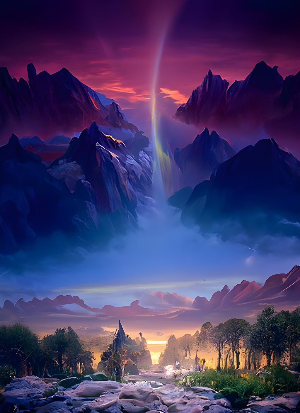 Majestic Natural Vista Inspired by Romantic Masters