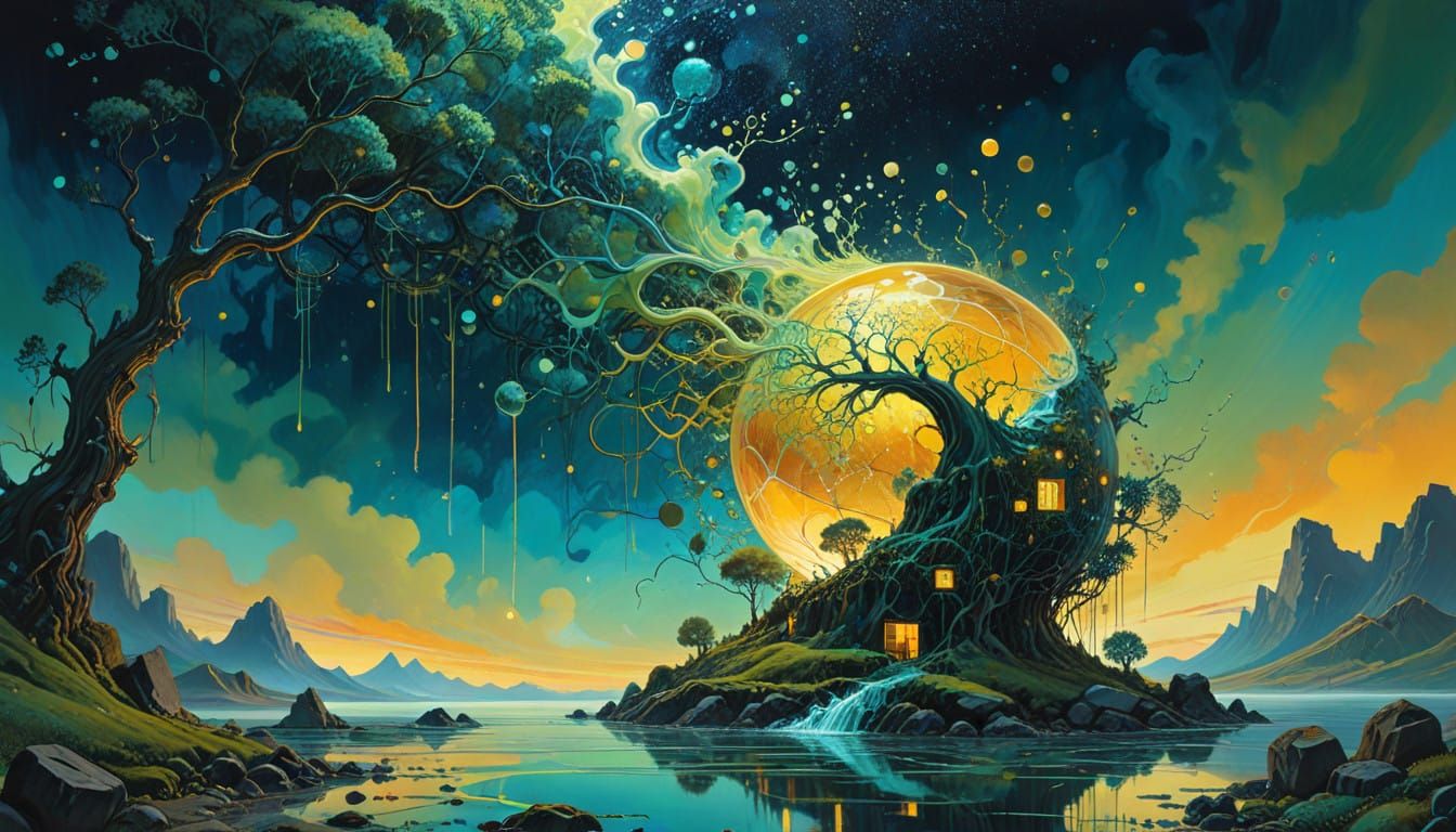 Swirling Cosmic Entity in Vibrant Post-Impressionist Art